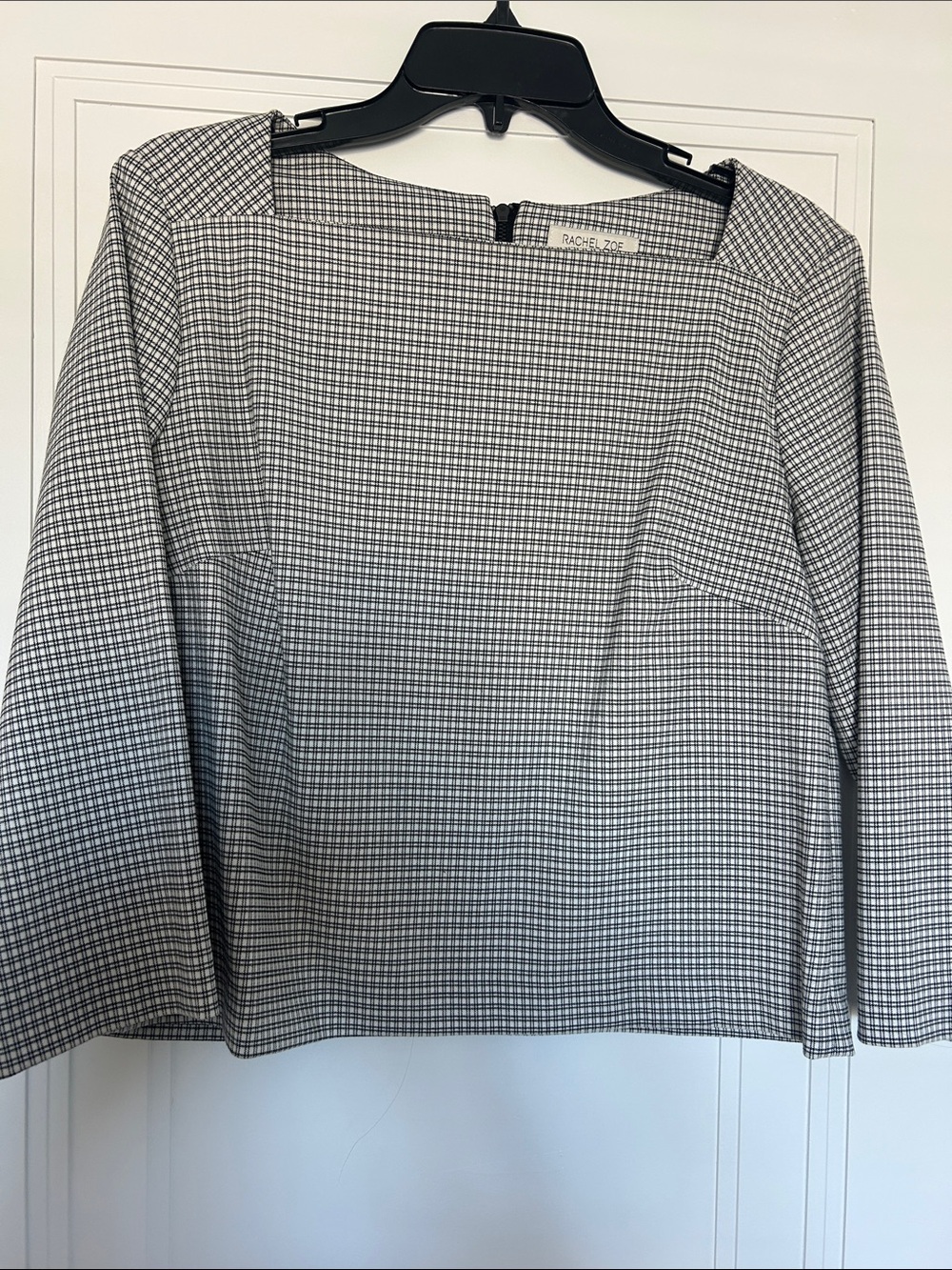 Rachel Zoe Black and White Checked Square Neck Tunic